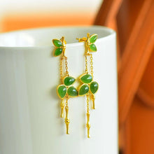 Natural Jade Earrings Nephrite Silver Earrings