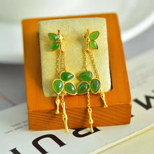 Natural Jade Earrings Nephrite Silver Earrings