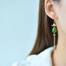 Natural Jade Earrings Nephrite Silver Earrings