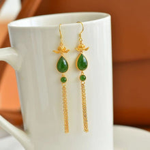 Natural Jade Earrings Nephrite Silver Earrings