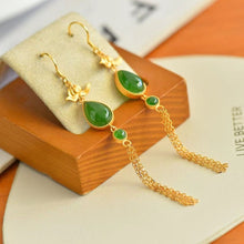 Natural Jade Earrings Nephrite Silver Earrings