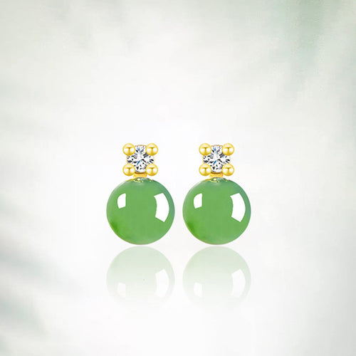 Natural Jade Earrings Nephrite Silver Earrings TUEG372
