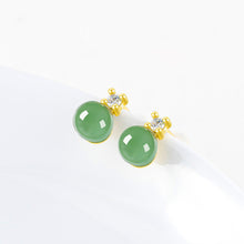 Natural Jade Earrings Nephrite Silver Earrings TUEG372