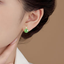 Natural Jade Earrings Nephrite Silver Earrings TUEG372