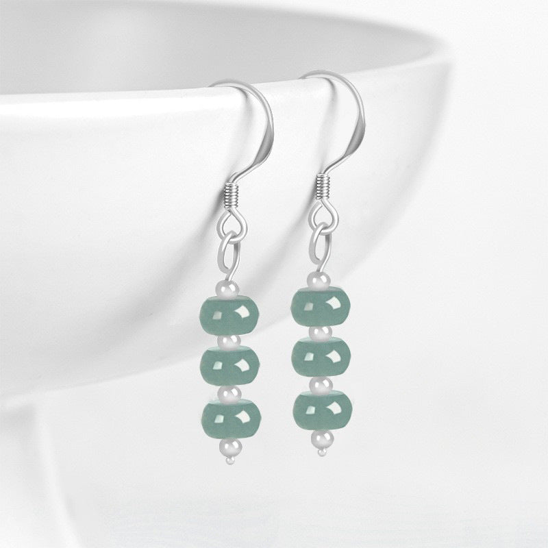 Natural Jade Earrings Silver Jadeite Earrings