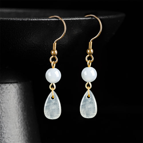 Natural Jade Earrings Silver Jadeite Earrings
