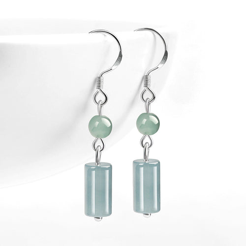 Natural Jade Earrings Silver Jadeite Earrings