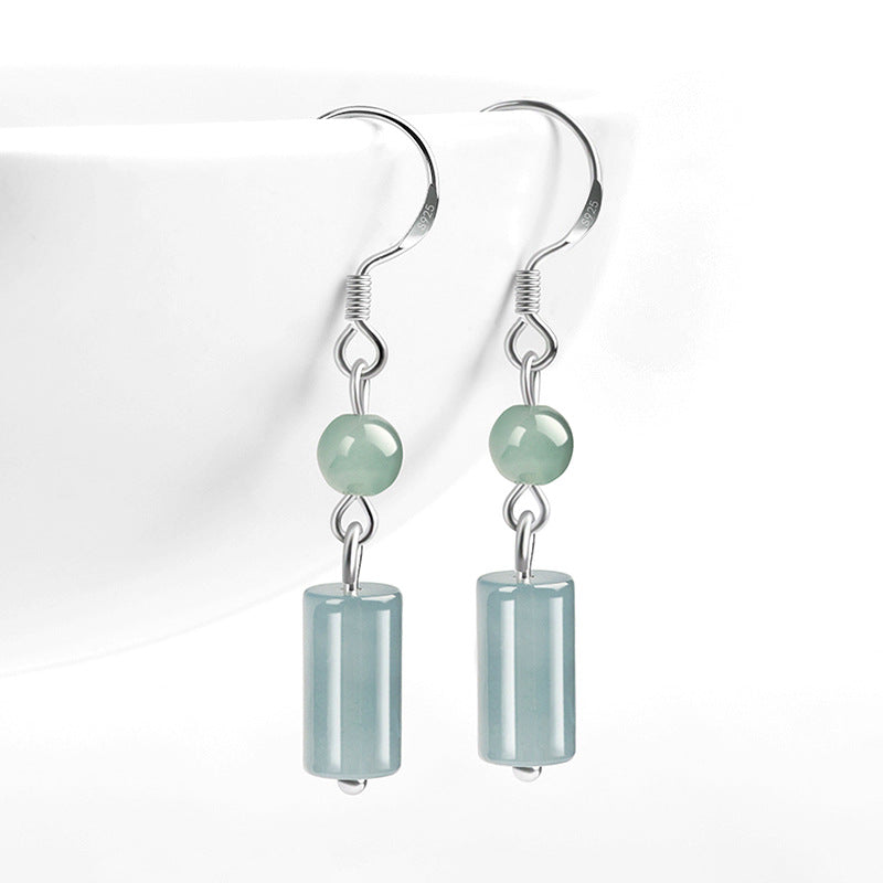 Natural Jade Earrings Silver Jadeite Earrings