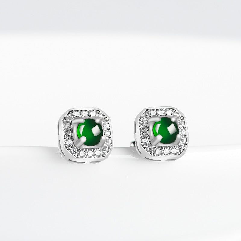 Natural Jade Earrings Silver Jadeite Earrings