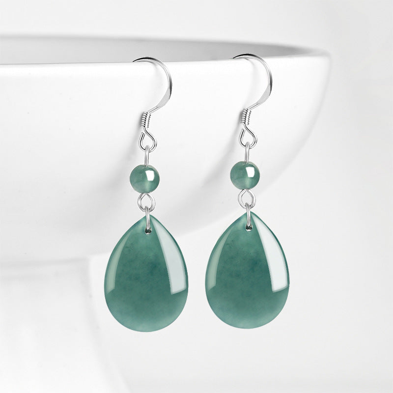Natural Jade Earrings Silver Jadeite Earrings