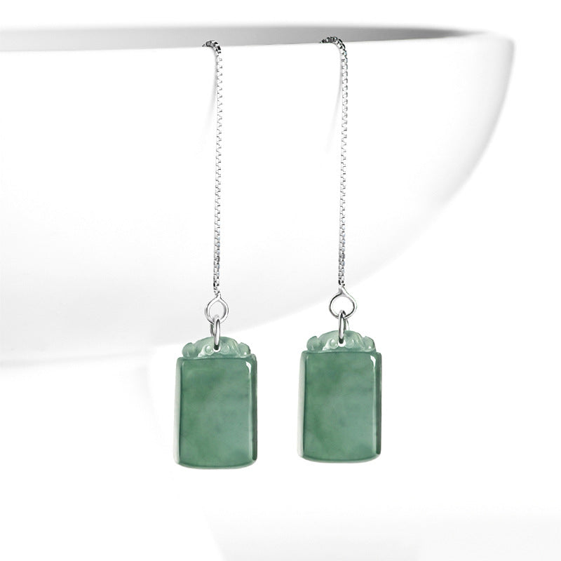 Natural Jade Earrings Silver Jadeite Earrings