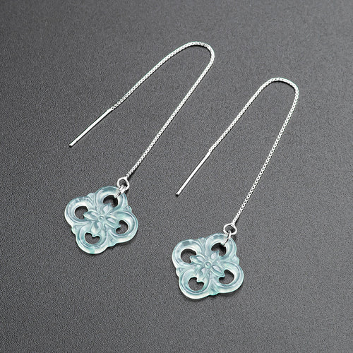 Natural Jade Earrings Silver Jadeite Earrings