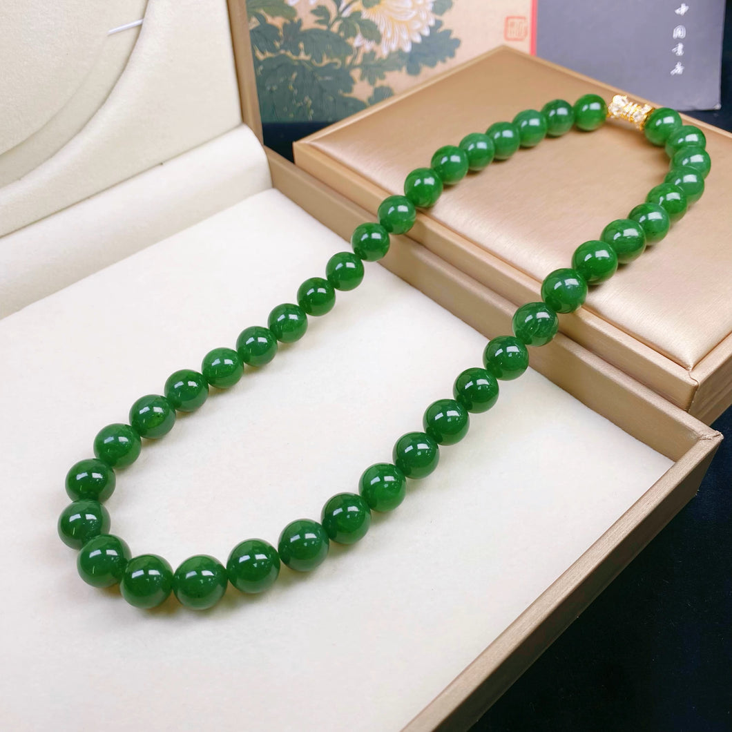 Natural Jade Necklace Silver Nephrite Necklace