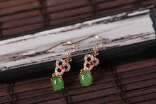 Natural Jade Earrings Nephrite Silver Zircon Earrings