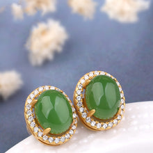 Natural Jade Earrings Nephrite Silver Earrings