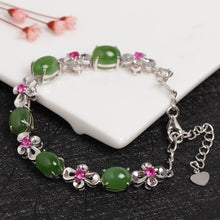 Natural Jade Bracelet Nephrite Silver Bracelet