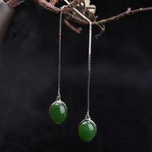 Natural Jade Earrings Nephrite Silver Earrings