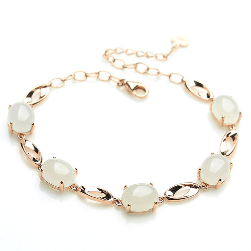 Natural jade white nephrite silver bracelet wholesale
