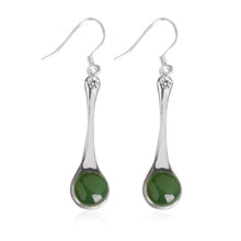 Natural Jade Earrings Nephrite Silver Zircon Earrings