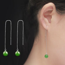 Natural Jade Earrings Nephrite Silver Earrings