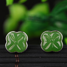 Natural Jade Earrings Nephrite Silver Earrings