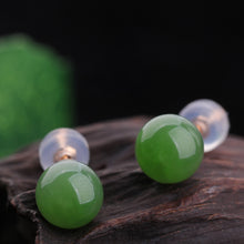 Natural Jade Earrings Nephrite Gold Earrings
