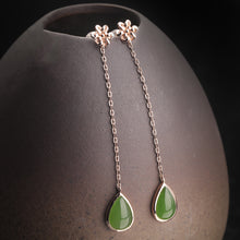 Natural Jade Earrings Nephrite Silver Earrings