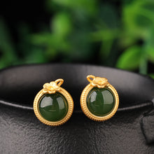 Natural Jade Earrings Nephrite Silver Earrings