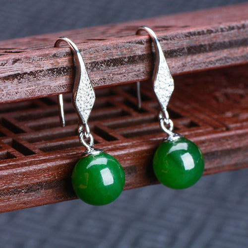 Jade Nephrite Silver Jade Earrings
