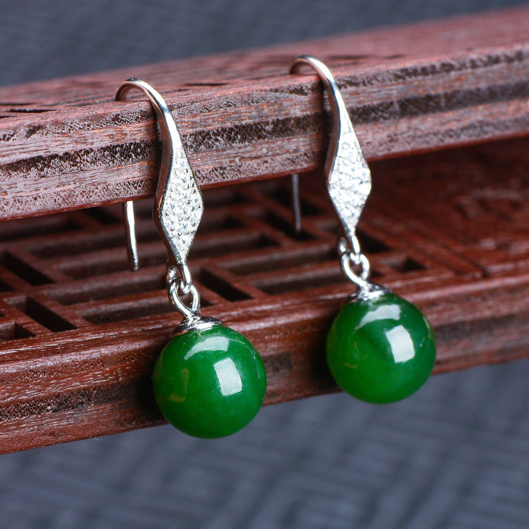 Jade Nephrite Silver Jade Earrings