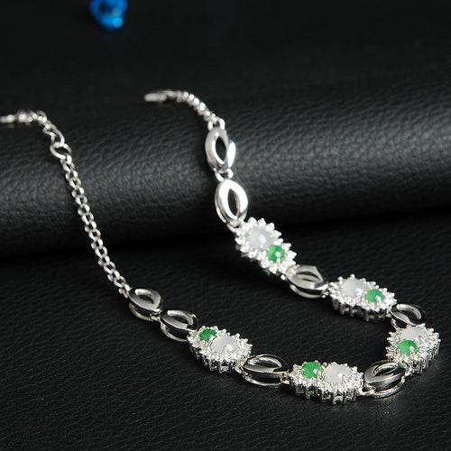 Natural jade jadeite silver bracelet wholesale