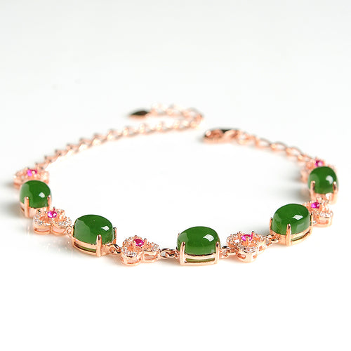 Natural jade green nephrite silver bracelet wholesale
