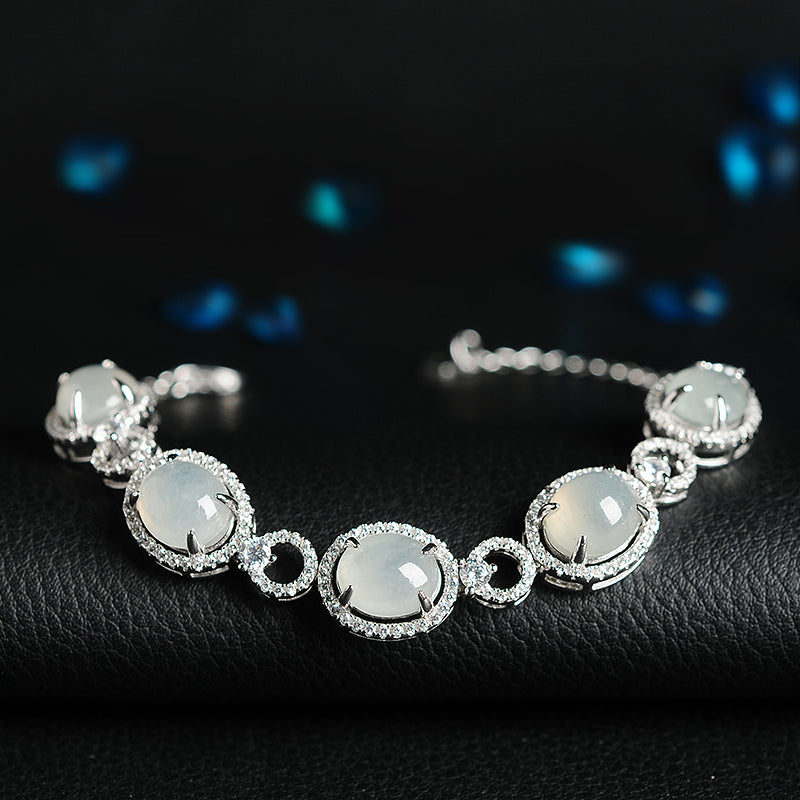 Natural Jade Bracelet Jadeite Silver Bracelet