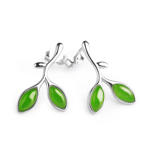 Natural Jade Earrings Nephrite Silver Earrings