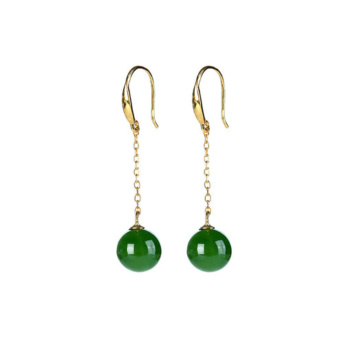 Natural Jade Earrings Nephrite Silver Earrings