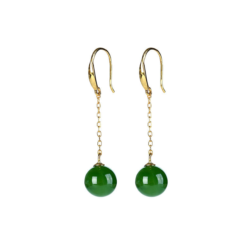 Natural Jade Earrings Nephrite Silver Earrings