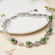 Natural Jade Bracelet Nephrite Silver Bracelet