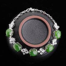 Natural Jade Bracelet Nephrite Silver Bracelet
