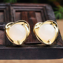 Natural jade earrings silver nephrite earrings wholesale