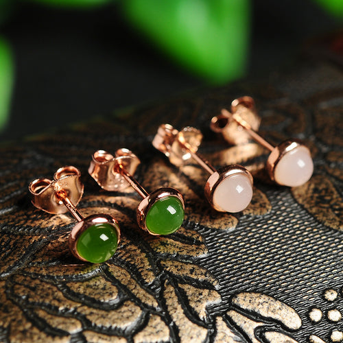 Natural jade earrings silver nephrite earrings wholesale