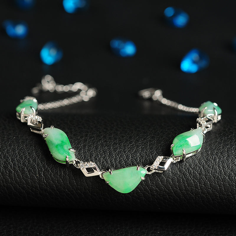 Natural Jade Bracelet Jadeite Silver Bracelet