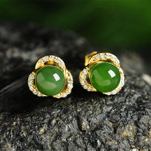 Natural Jade Earrings Nephrite Silver Earrings