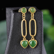 Natural Jade Earrings Nephrite Silver Earrings