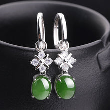 Natural Jade Earrings Nephrite Silver Earrings