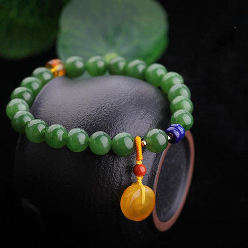 Natural Jade Bracelet Nephrite Beeswax Bracelet