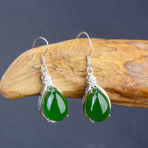 Jade Nephrite Silver Jade Earrings