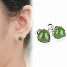 Natural Jade Earrings Nephrite Silver Earrings