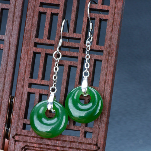 Jade Nephrite Silver Jade Earrings