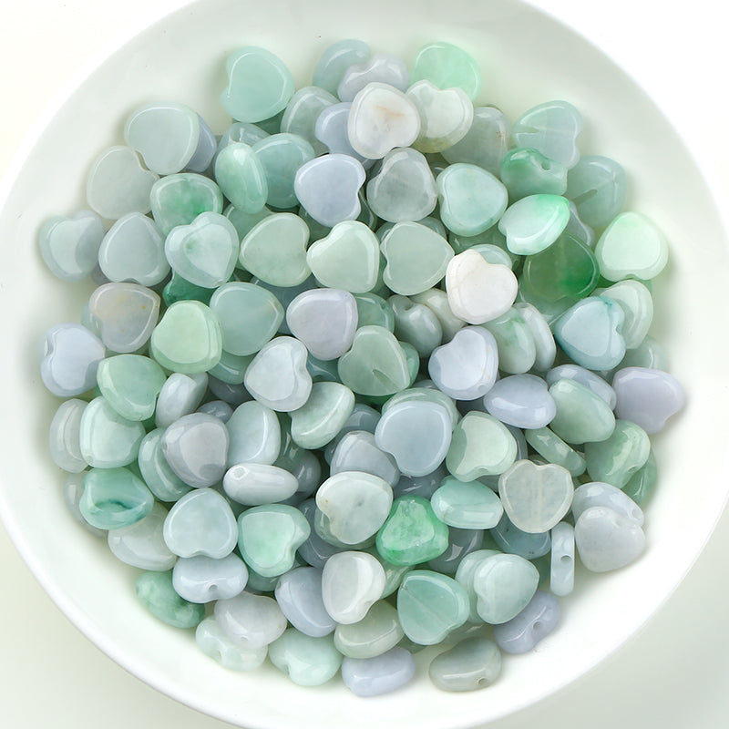 Natural jade jadeite beads heart-shaped mixed colors wholesale