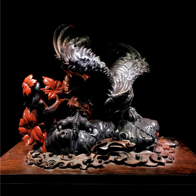 Natural jade carving Chinese Chicken blood stone collectibles
